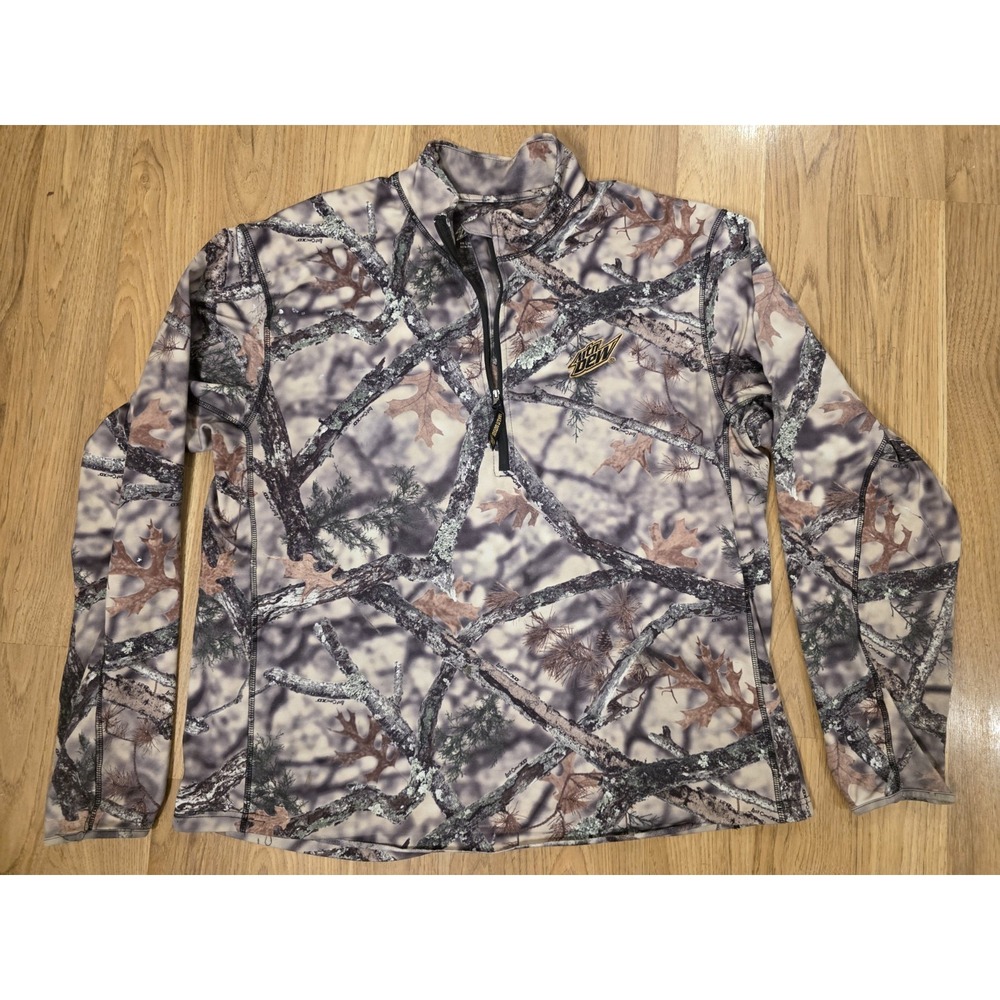 True Timber Mountain Dew Camo Camoflauge Mossy Oak Quarter Zip XL Pullover
